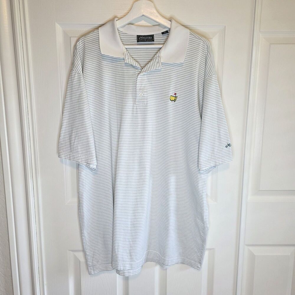 Masters Collection Augusta Golf Polo Shirt - White Green Men's XL